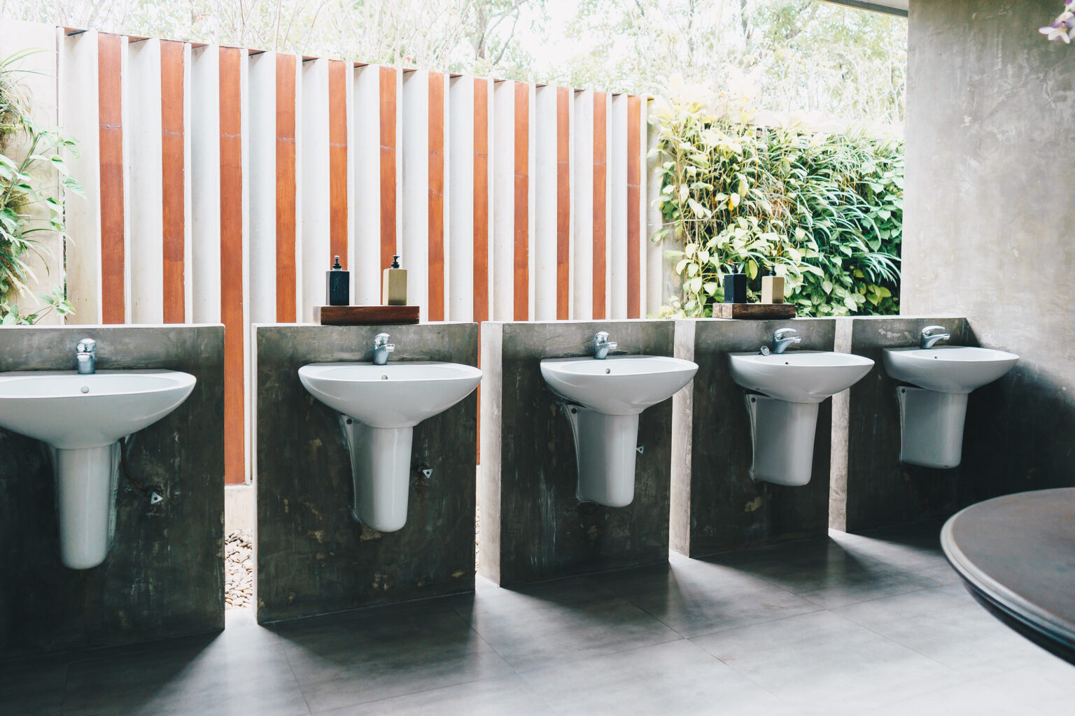 Commercial bathroom for washing hands.